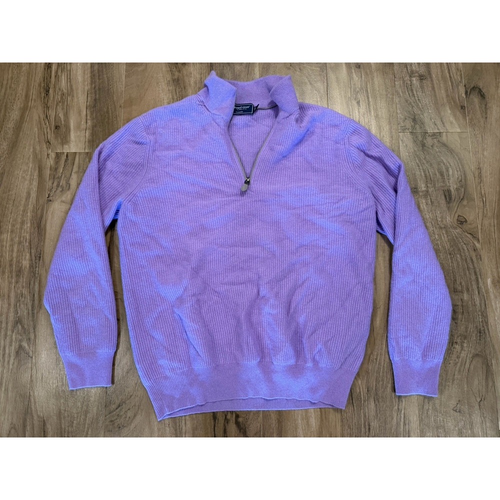 Vineyard Vines by Shep & Ian Sweater Lavender 1/4 Zip Cotton Cashmere Men's M